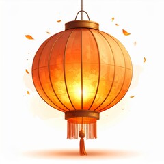 Obraz premium Orange Paper Lantern with Warm Glowing Light