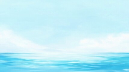 Fototapeta premium Serene blue ocean, pale sky, calm waves.