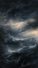 Fototapeta premium Dark, turbulent waves under a stormy sky.