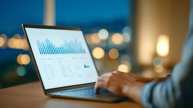 A marketer evaluates customer lifetime value metrics in a contemporary office setting.