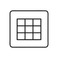Grid Table View Icon in Flat Outline Style for Dashboards, Data Visualization, and Spreadsheet Interfaces in Monochrome Design on Transparent SVG Background