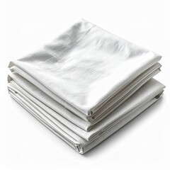 Stack of Folded White Cloths on White Background