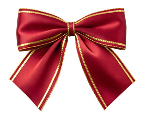 Red and Gold Christmas Bow with Transparent Background