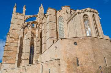Facade of the Cathedral of Santa Maria of Palma, Mallorca, Spain