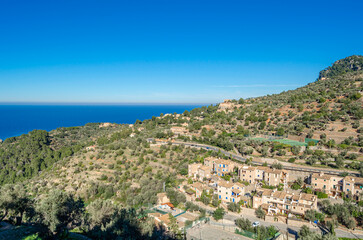 Fototapeta premium View from the village of Deia, Spain, with the sea in the background
