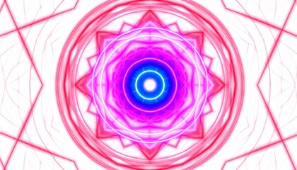 Bright Pink Purple Blue Glowing Mandala Geometric Pattern