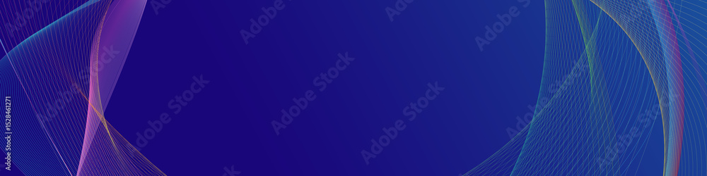Poster abstract blue background with neon lines around the edges, with copy space in center. abstract frame