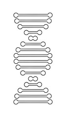 2D white DNA Strand on transparent background, double helix nucleotide chain graphic assets, genetic sequence biotechnology, medical science technology research element