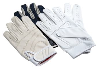 Golf gloves pair white beige navy isolated on a white background ai png