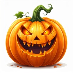 Menacing Orange Halloween Pumpkin with Glowing Eyes