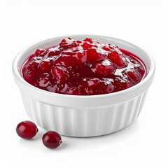 Cranberry Sauce in White Bowl on White Background