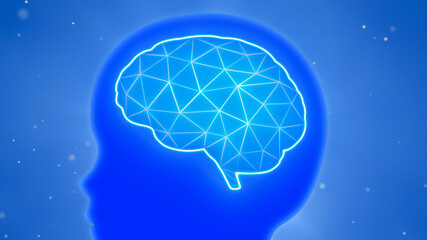 Kid with glowing neon brain background, children study idea concept, smart education deep learning in young psychology, Intelligence and creativity in child development, Critical thinking illustration