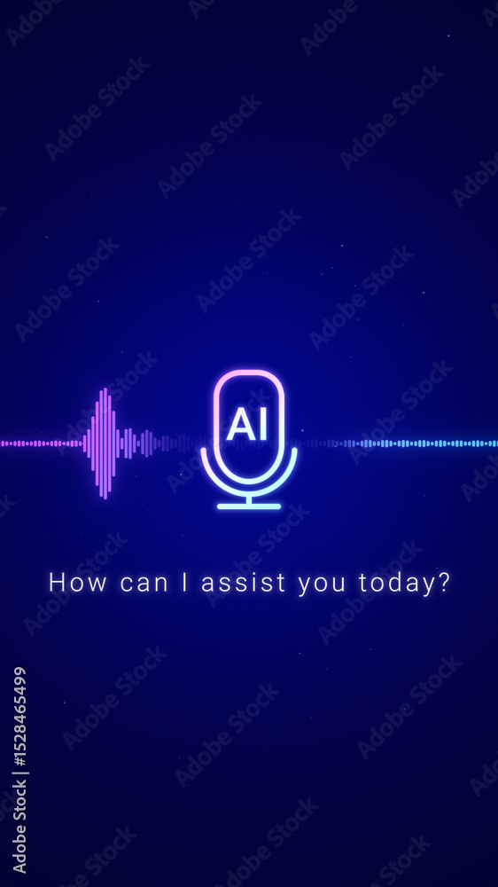 Poster smart ai voice recognition personal assistant technology concept, artificial intelligence chat app s