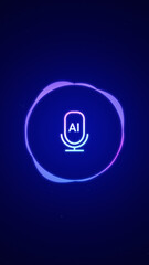 AI voice recognition personal assistant technology concept, smart artificial intelligence app screen, machine speech generated, online support chat bot, automated virtual business customer service