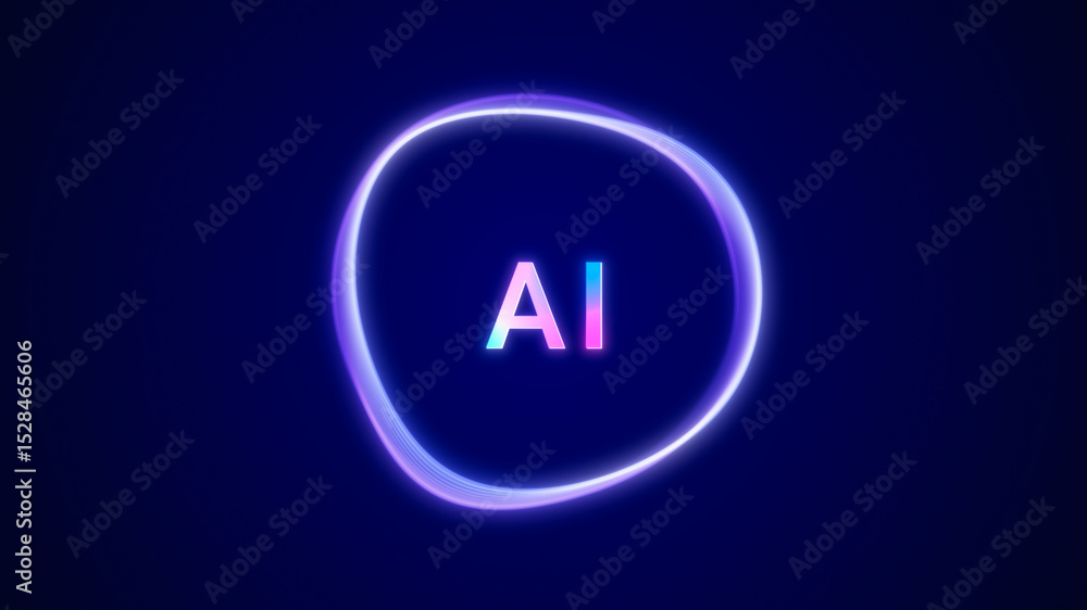 Aufkleber futuristic colorful ai assistant app logo screen background, smart personal artificial intelligence 