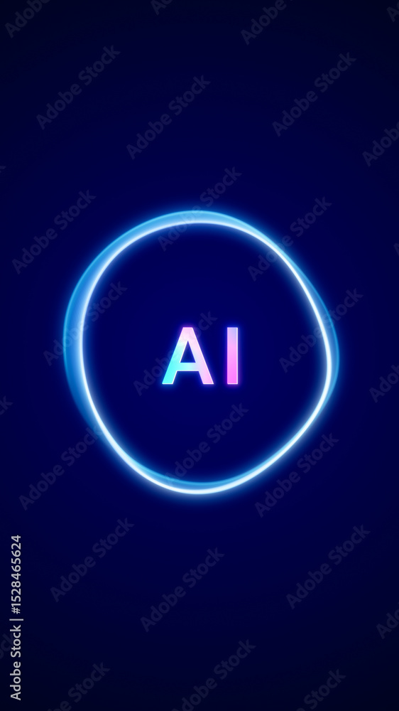 Poster futuristic colorful ai assistant app logo screen background, smart personal artificial intelligence 