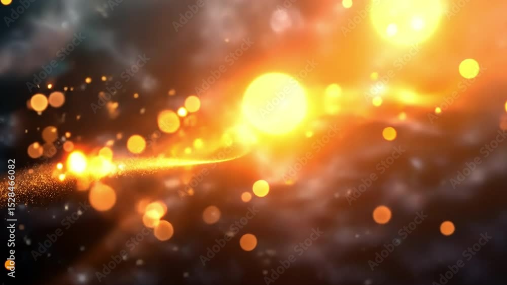 Poster abstract cosmic background with glowing particles and light trails, evoking energy and motion in uni