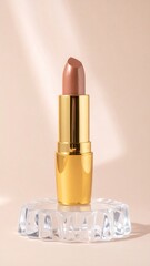 Gold Lipstick on Clear Glass Display
