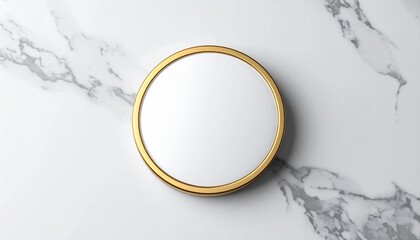 White Circle in Gold Frame on Marble Background