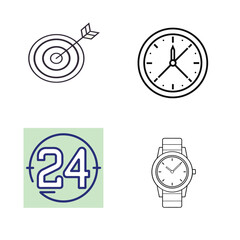 Fototapeta premium set of business clocks line art icon, 4 icon set on art vector 