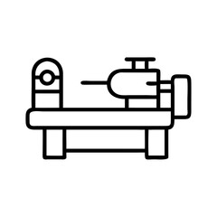 Obraz premium Lathe machine in technical illustration style with simple lines 