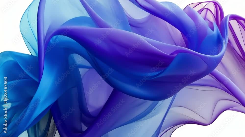 Poster elegant abstract design flowing blue and purple fabric textures create movement and soft tranquility