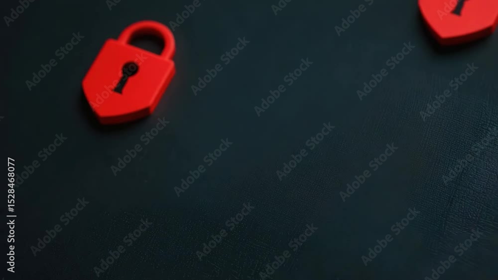 Poster secure communication concept with red envelope and lock symbol representing privacy and data protect