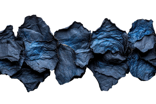 Dark blue, textured petals layered on a black background