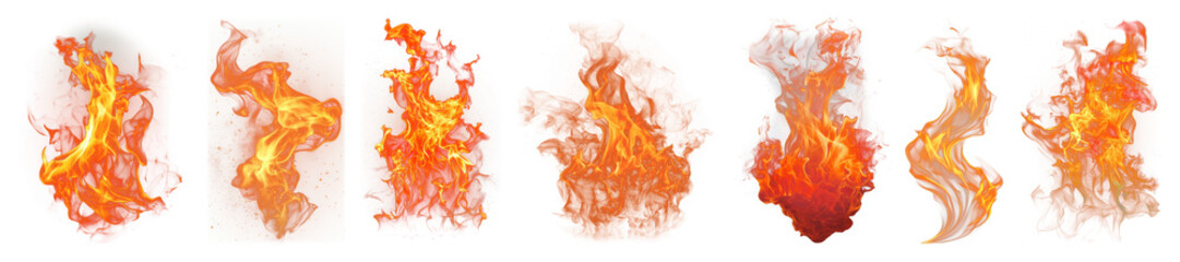 PNG Vibrant fiery flame shapes, element set on transparent background