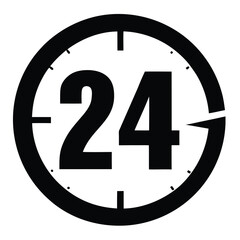 24 numbers black and white line art icon eps
