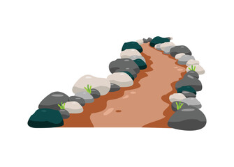 Flowing murky river. Simple flat illustration.