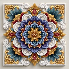 Handcrafted ornate mandala with petal detail high resolution photo