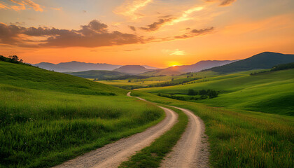 A secret path through the mountains only visible at dawn
