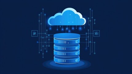 Flat style logo showing layered cloud, database cylinder, and code brackets, reflecting SaaS and backend tech