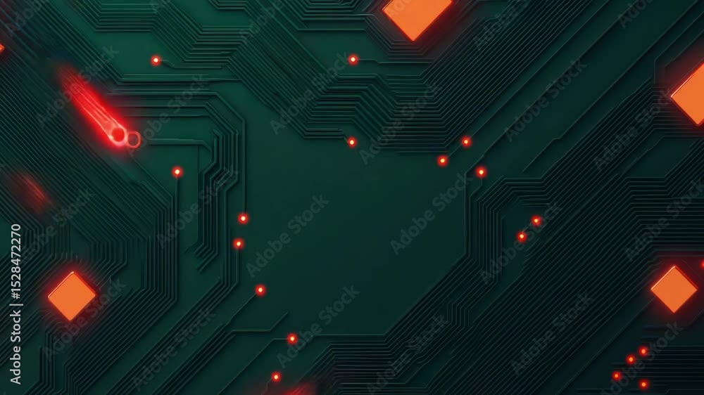 Poster abstract digital background with glowing geometric shapes and lines in vibrant colors for technology