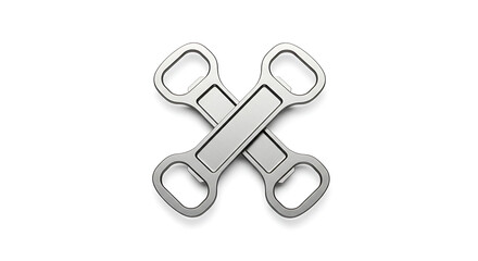 Crossed Bottle Openers: Silver Metal Tools on White