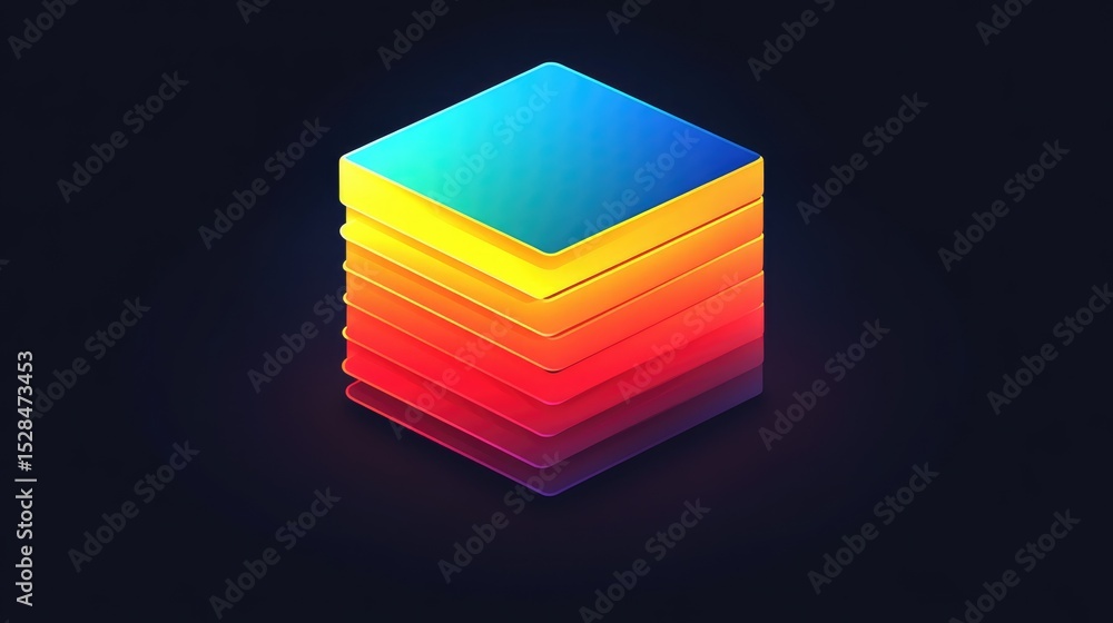 Poster modern logo with stacked rectangles and fade effects, simulating data storage or file transfer layer