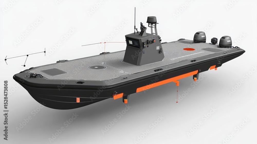 Aufkleber prototype autonomous boat with satellite and sonar systems labeled in ar