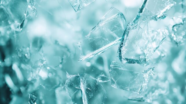 A stunning close-up image captures fractured pieces of ice floating, highlighting the intricacies and beauty of natural elements, symbolizing fragility and resilience in nature.