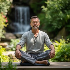  AI-generated image of a person meditating in a peaceful setting