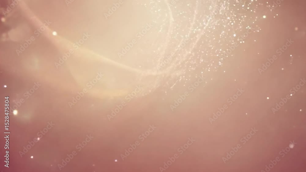 Poster soft pink dreamy background with sparkling particles and gentle swirls of light, creating calm and s
