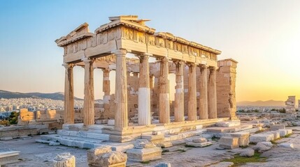 Obraz premium The Parthenon Ruins at Sunset in Athens, Greece