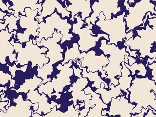 Abstract seamless pattern with a minimalist, marble-like design in navy blue and beige, perfect for modern and stylish backgrounds.
