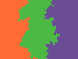 Abstract background with vibrant orange, green, and purple colors separated by organic, flowing shapes, perfect for modern and bold designs.