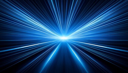 abstract dark glow blue light rays background perspective view of blue laser light burst motion long exposure time warp speed lights lines blue background zoom in 4k