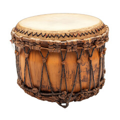 Hand-crafted drum, natural materials, tight skin, close-up