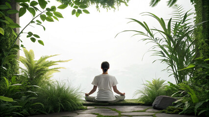 Fototapeta premium Mindfulness Meditation Scene — Peaceful Person Surrounded by Nature