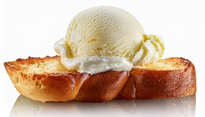 vanilla ice cream on fresh brioche isolated on transparent layered background