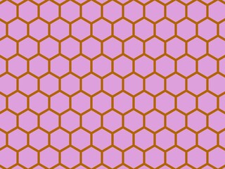 Seamless geometric pattern of hexagons in purple and brown, creating a simple yet visually appealing design for various applications.