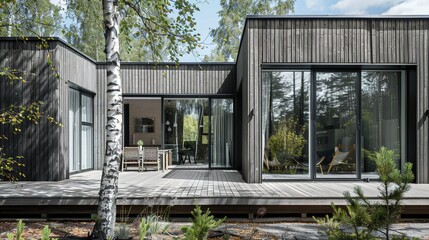 Fototapeta premium Exploring the Essence of Minimalist Scandinavian House Design: Clean Lines, Natural Tones, and Functional Elegance for Modern Living Spaces